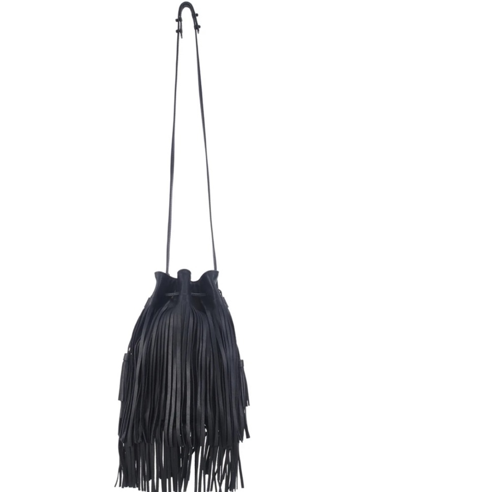 LOEFFLER RANDALL INDUSTRY BUCKET BAG BLACK FRINGE new without tag nwot